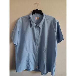 Dickies Blouse, Women's sz 2XL, Blue, Button Up Work wear Casual Short Slv NWOT